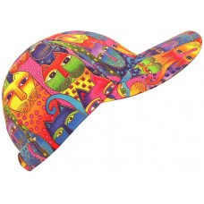 "Kaleidoscope Cats"  Ladies Baseball Ball Cap Bright Rainbow Animal Print Hat  eb-21232185